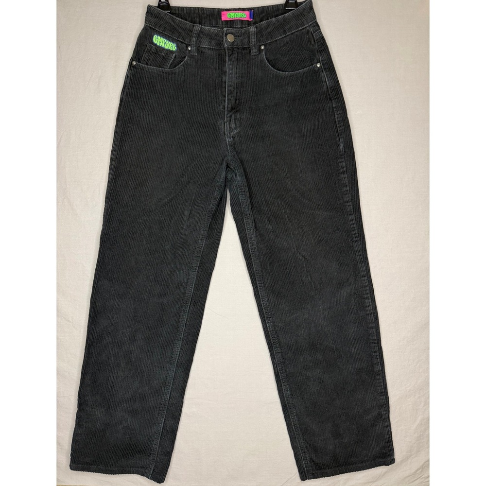 Empyre Tori Black Corduroy Straight Leg Skate Pants Women Size 4 High Rise
